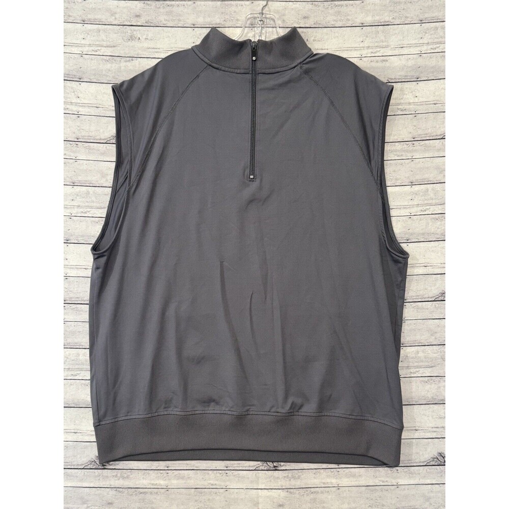 FJ Footjoy Mens 1/4 Zip Golf Pullover Vest Sz L Gray Stretch Nylon Blend